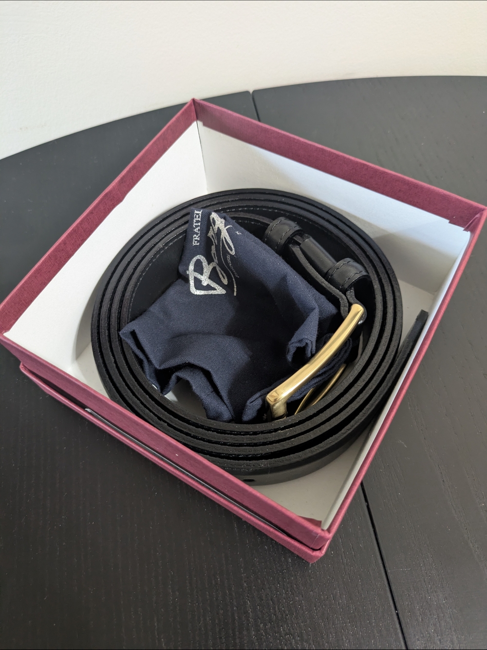 Fratelli Bourgioli - Patent Black Leather Belt With Gold Clasp - New In Box